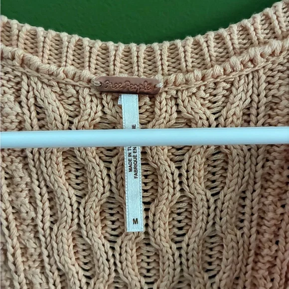 Free People High Tide Orange Apricot Cable Knit Tank Top Relaxed Medium - Picture 8 of 8